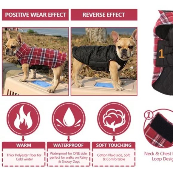LARGE- Dog Waterproof/ Windproof Reversible Jacket - Picture 7 of 9